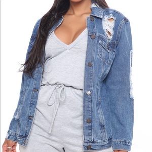 Oversized Distressed Denim Jacket
